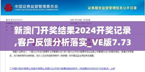 新澳门开奖结果2024开奖记录,客户反馈分析落实_VE版7.738