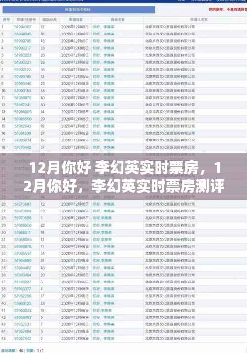 李幻英实时票房测评与介绍,迎接十二月的期待