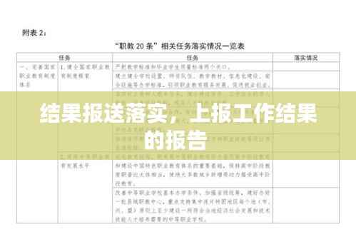 结果报送落实,上报工作结果的报告
