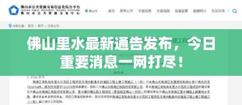 佛山里水最新通告发布，今日重要消息一网打尽！