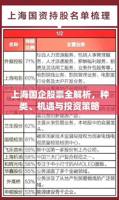 上海国企股票全解析,种类、机遇与投资策略