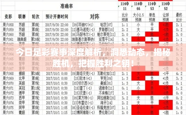 今日足彩赛事深度解析，洞悉动态，揭秘胜机，把握胜利之钥！